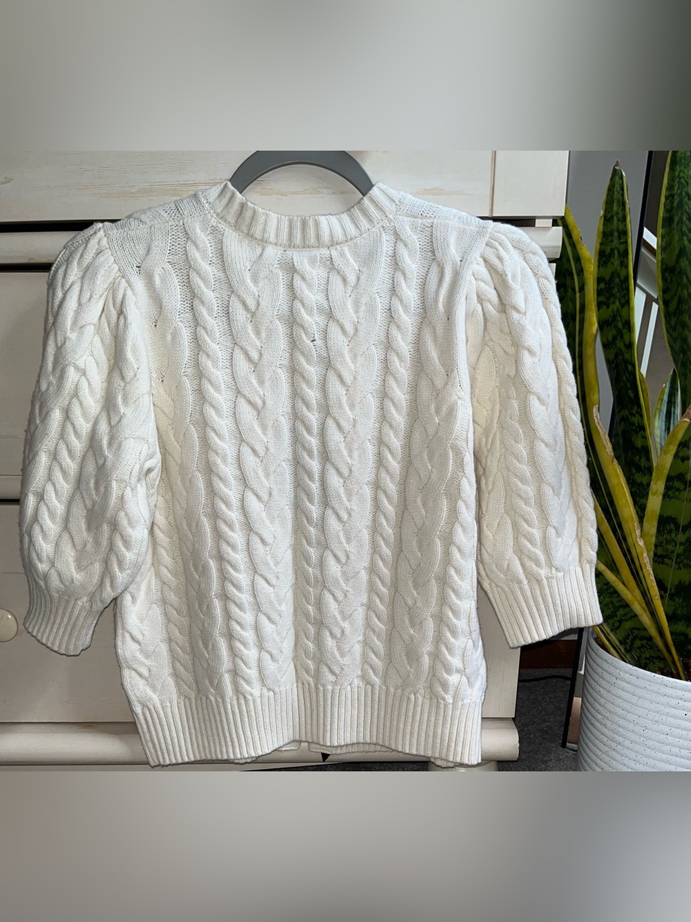 NWT Rails Clarissa Velvet Bow Cotton & Merino Wool Cable Sweater M - Picture 6 of 7